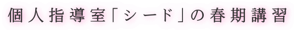 個人指導室「シード」の春期講習